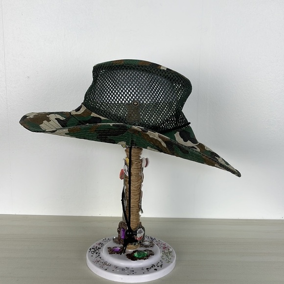 Camouflage men's drawstring snap sides mesh top fishing hat Size O/S - Picture 5 of 6